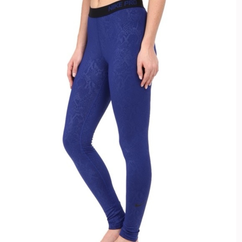Nike Pro Dr-Fit Royal Blue Snake Skin Leggings Size Medium
